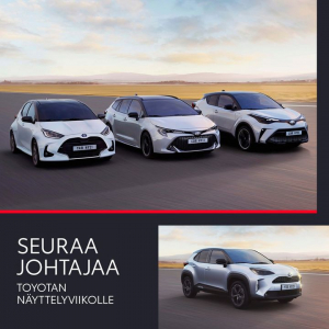 Seuraa johtajaa - Toyota on jälleen kerran Suomen ja Kuopion myydyin automerkki. Kiitokset siitä kaikille
asiakkaillemme. Nyt nä...