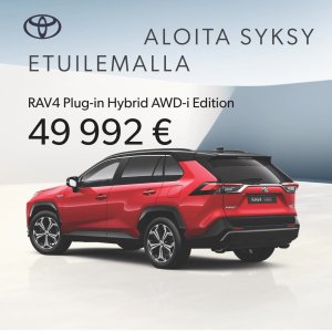 Toyota RAV4 Plug-in neliveto Hybridiin saat nyt Kuopion Autokaupasta talvirenkaat+kevytmetallivanteet 0 €