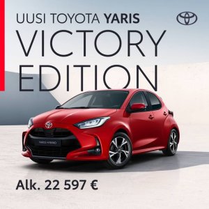 Tarjoamme nyt rajoitetun erän Yaris Victory Edition -malleja nopealla toimituksella kampanjahintaan 22 597 €